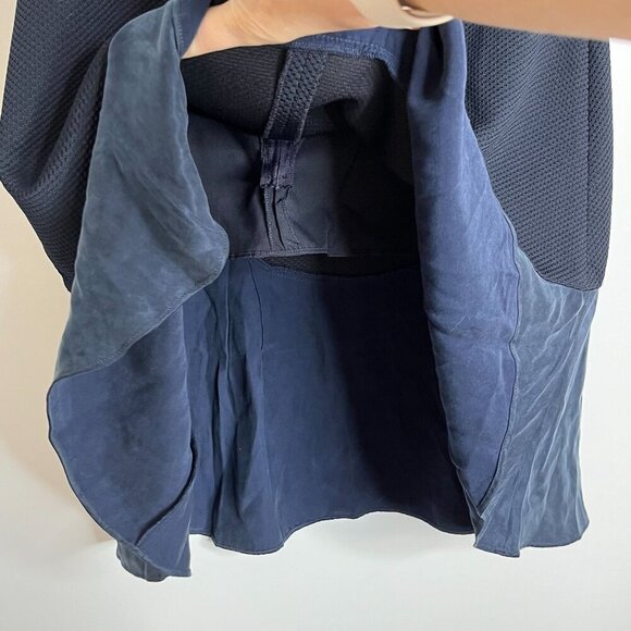 Rebecca Taylor Stacy Sleeveless Stretch‎ Piqueu and Satin Navy Dress Size 8 - Picture 7 of 9